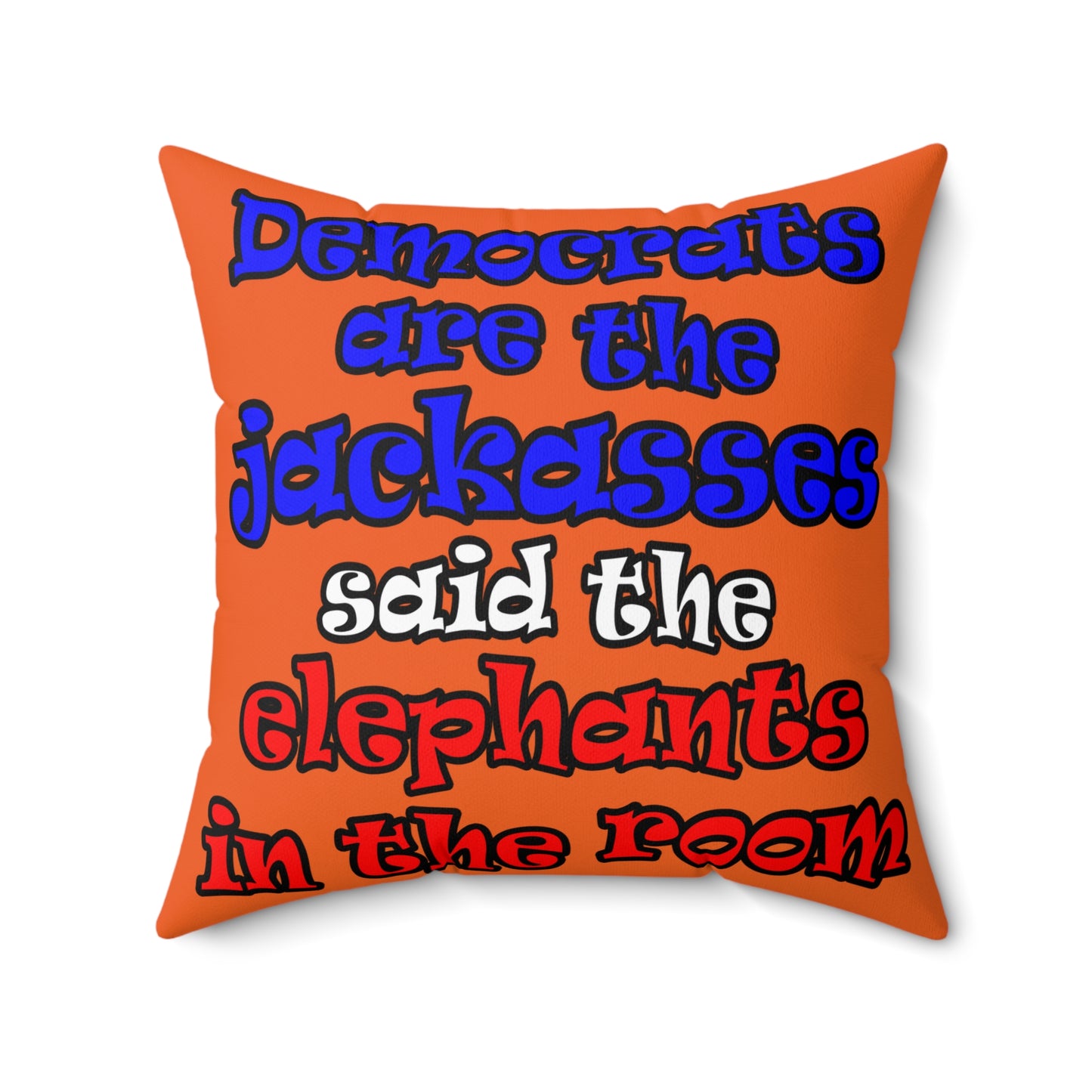 donkeys and elephants - Spun Polyester Square Pillow - (orange)