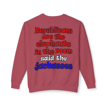 donkeys and elephants - Unisex Lightweight Crewneck Sweatshirt