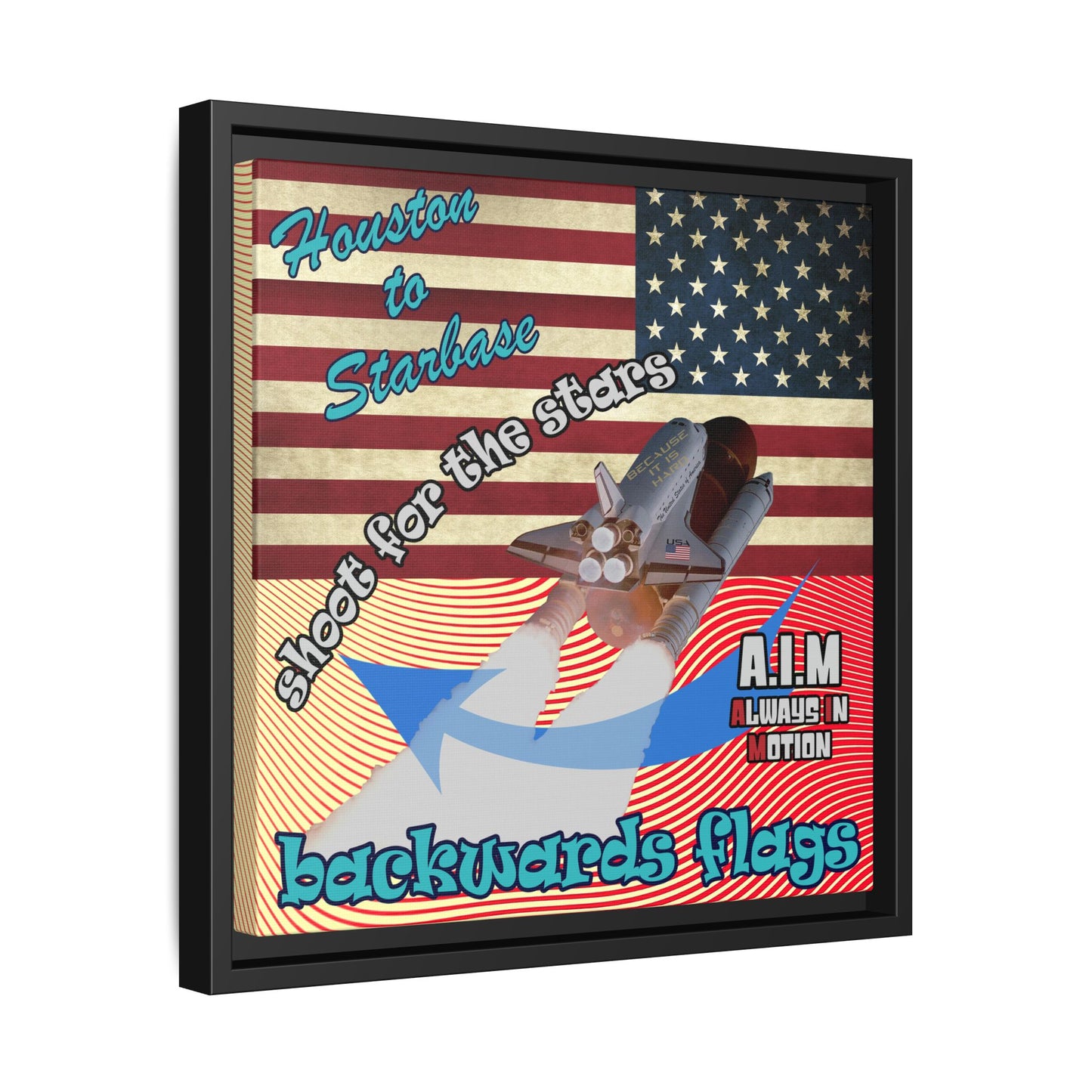 shoot for the stars - framed canvas art (yellow-orange wave)