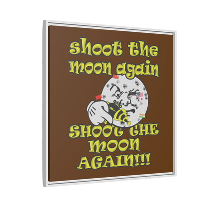 shoot the moon again - framed canvas art (brown)