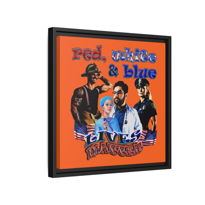 rw&b lives matter - framed canvas art (orange)