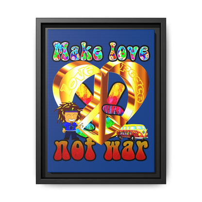 love peace - framed canvas art (dark blue)