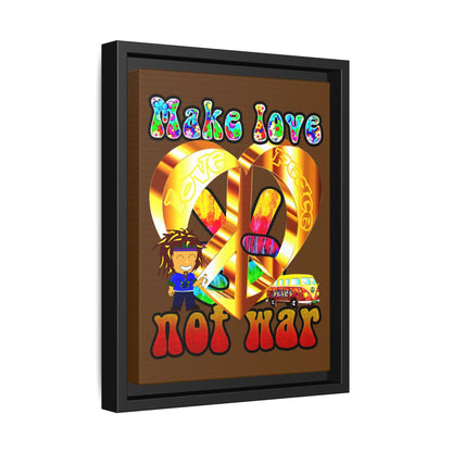 love peace - framed canvas art (brown)