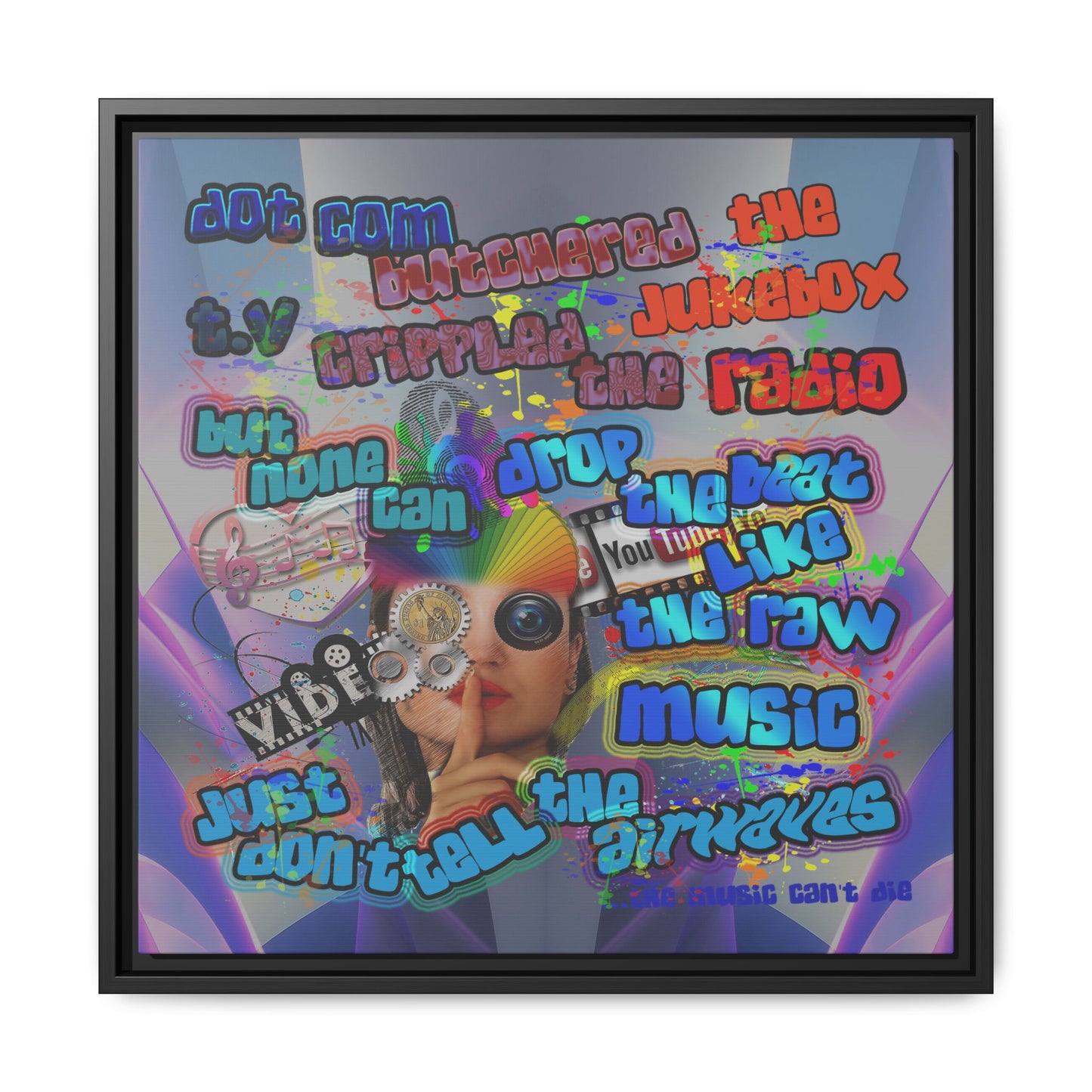 drop the beat - framed canvas art (grey-pink wave)