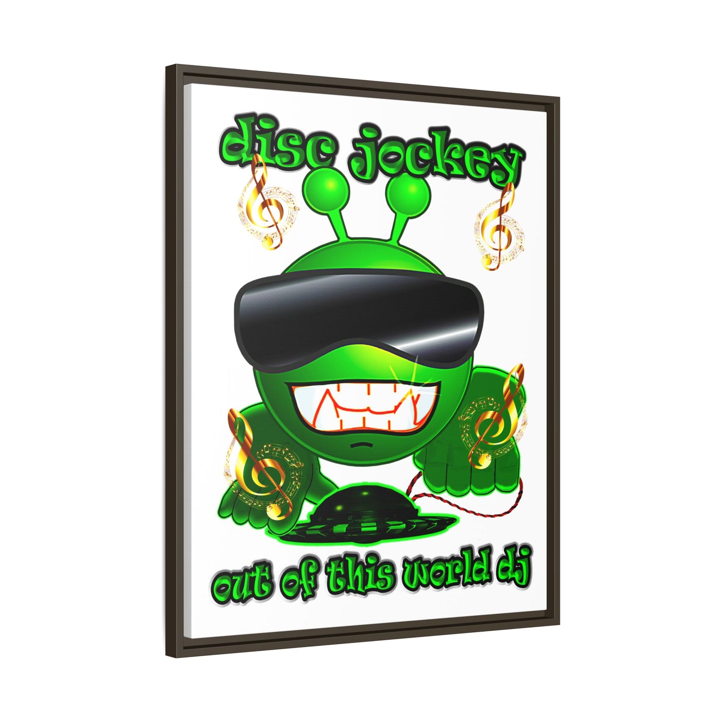 disc jockey - framed canvas art (white)