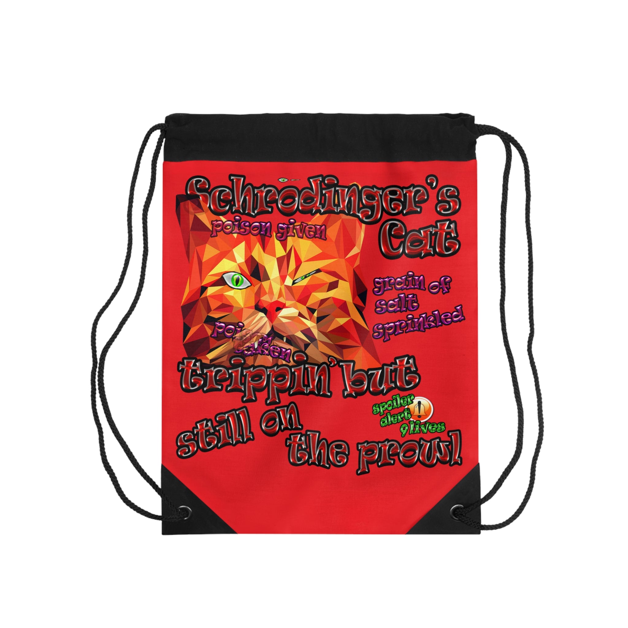 schrodinger's cat - Drawstring Bag (red)