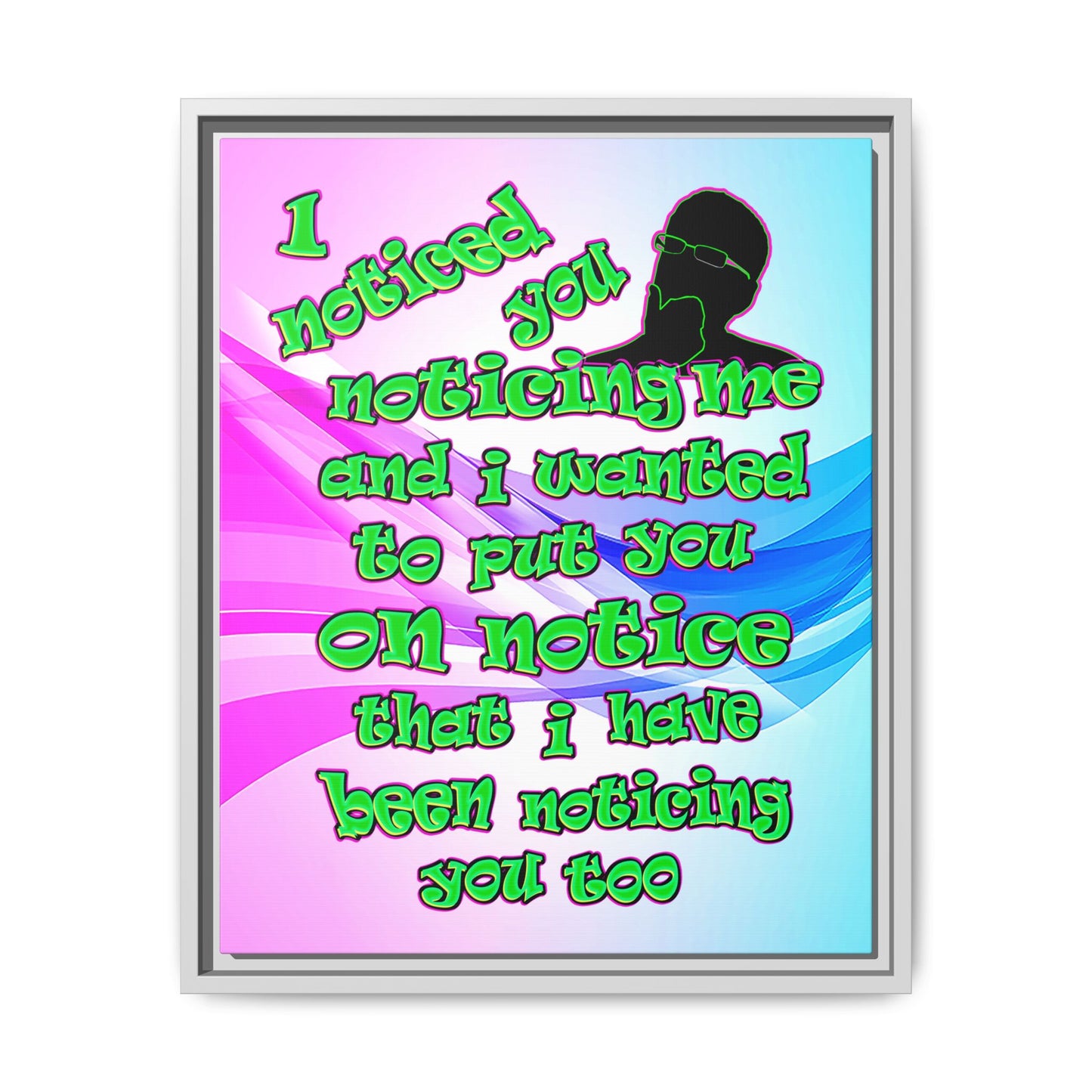 noticed you noticing - framed canvas art (light blue-pink wave)