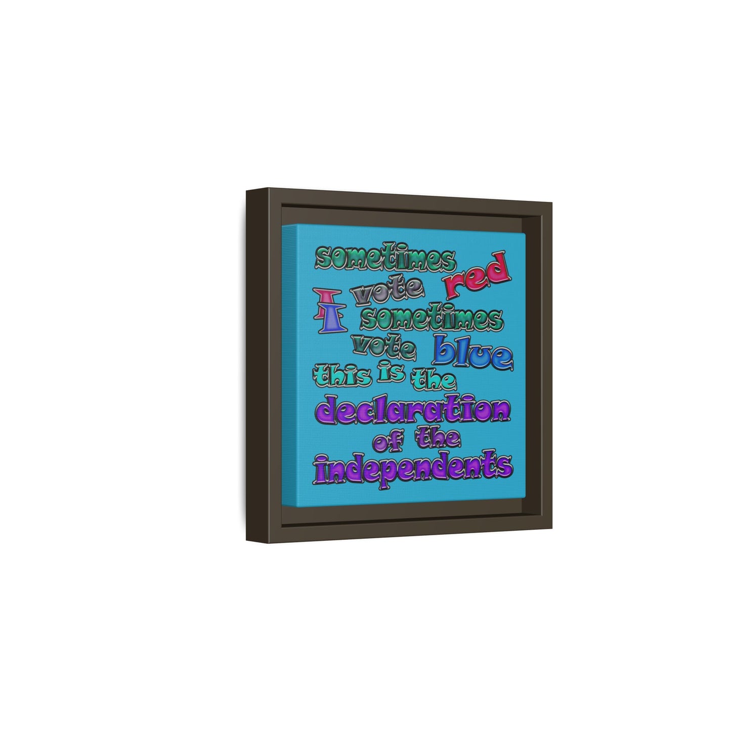 declaration of the independents - framed canvas art (turquoise)