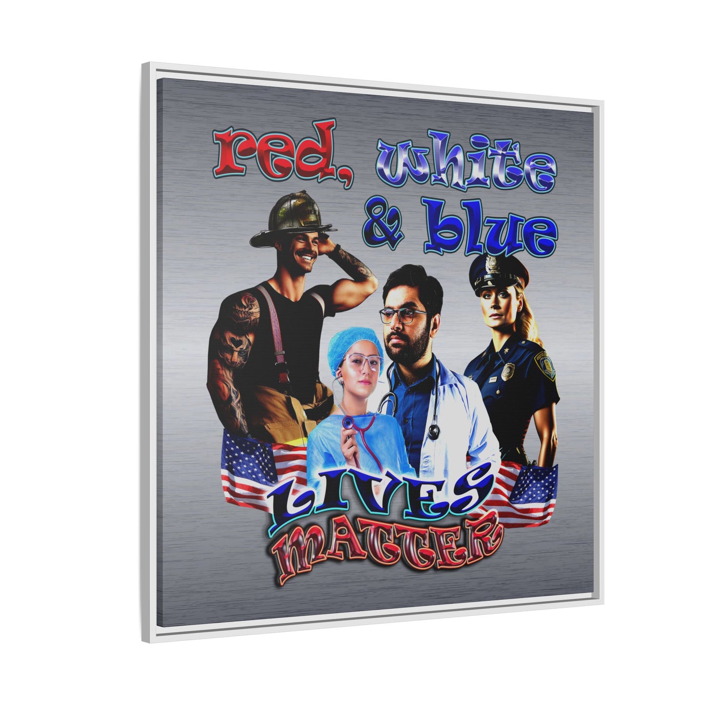 rw&b lives matter - framed canvas art (brushed nickel)