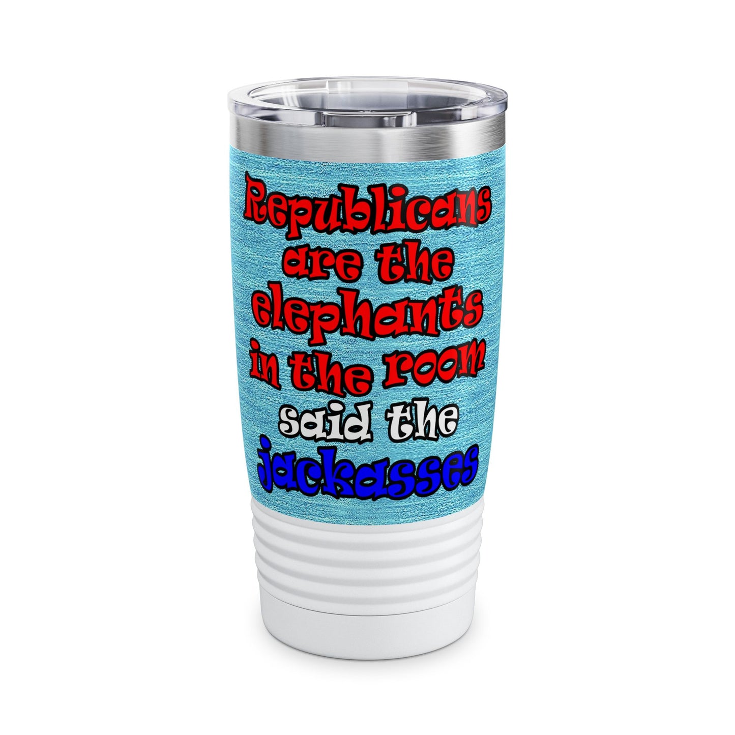 donkeys and elephants - Ringneck Tumbler, 20oz (faded blue)