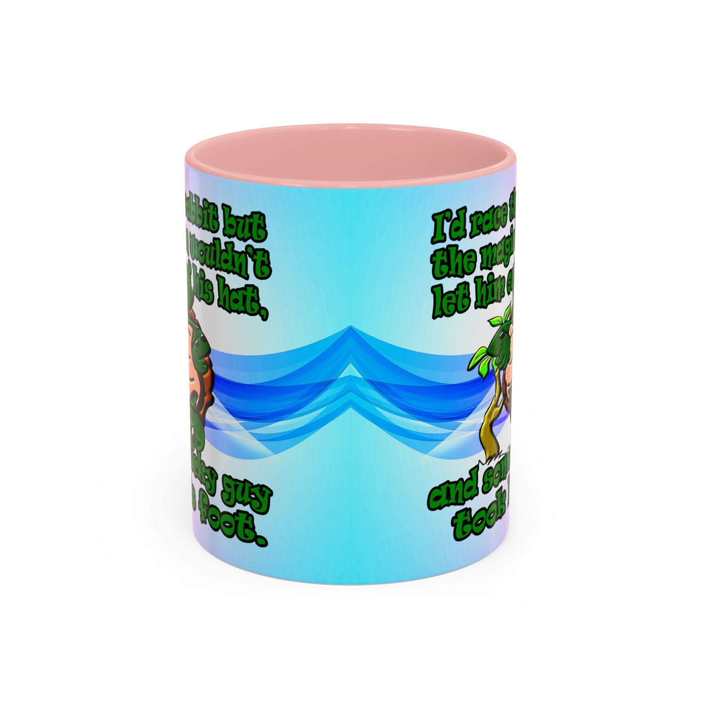 turtle race - Accent Mug (light blue-pink wave)
