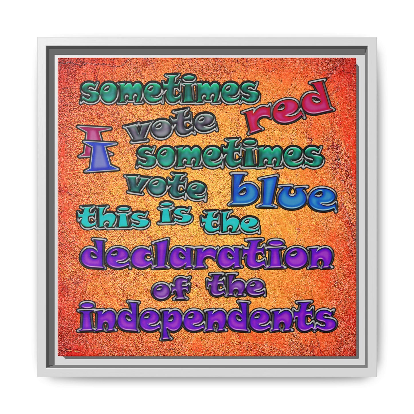 declaration of the independents - framed canvas art (burnt orange)