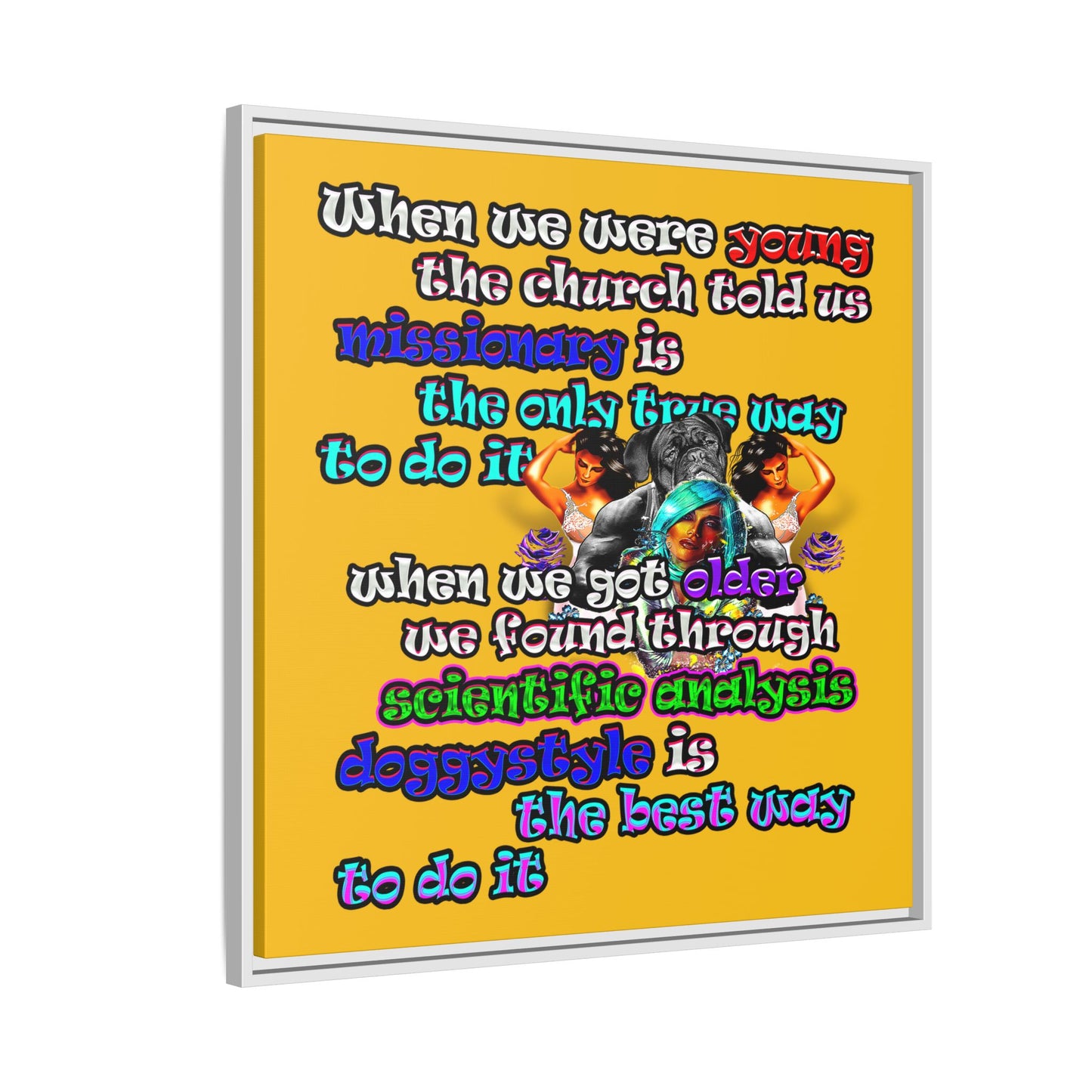 doggystyle - framed canvas art (yellow)