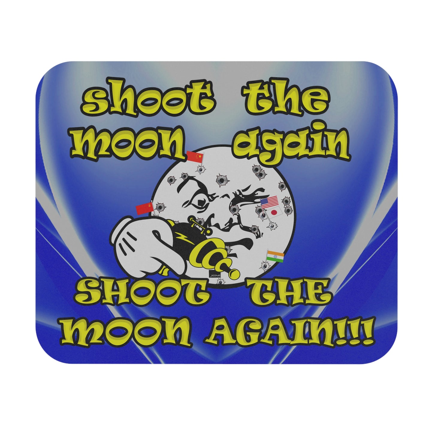shoot the moon again - Mouse Pad (Rectangle) (blue-white wave)