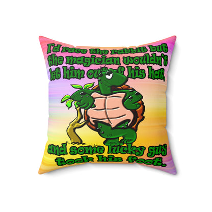 turtle race - Spun Polyester Square Pillow - (color blur)