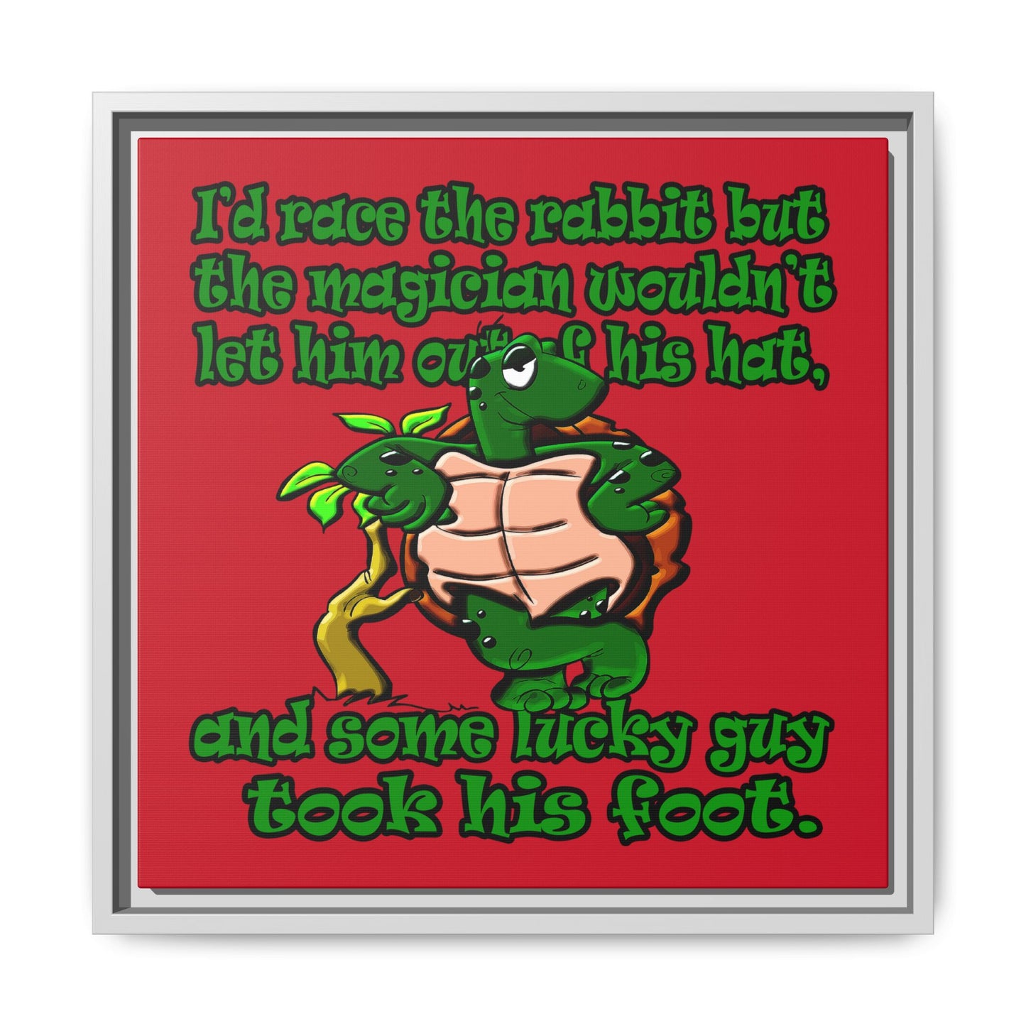 turtle race - framed canvas art (dark red)