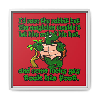 turtle race - framed canvas art (dark red)