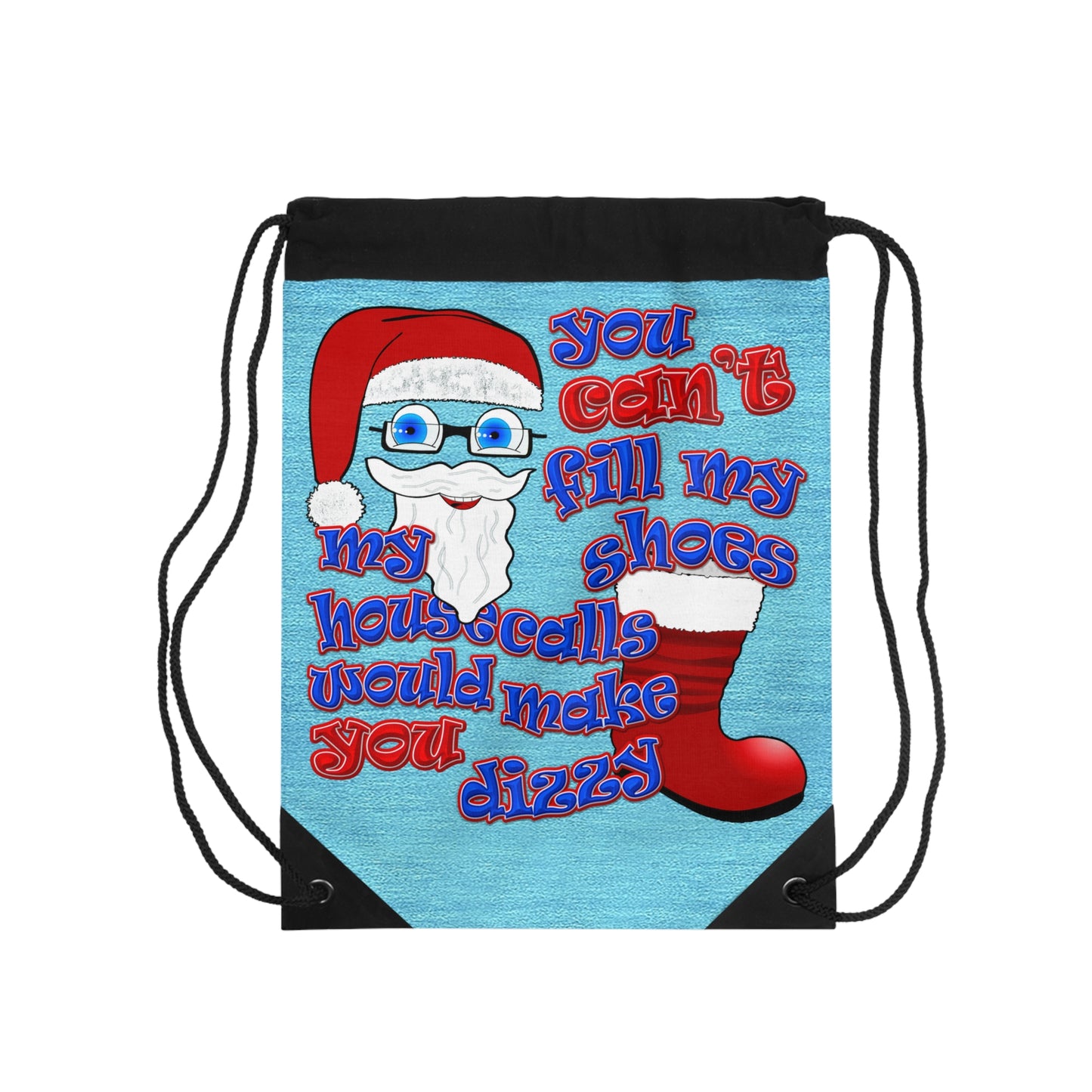 santa's shoes - Drawstring Bag (faded blue)