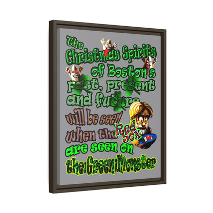 christmas spirits of boston - framed canvas art (grey)