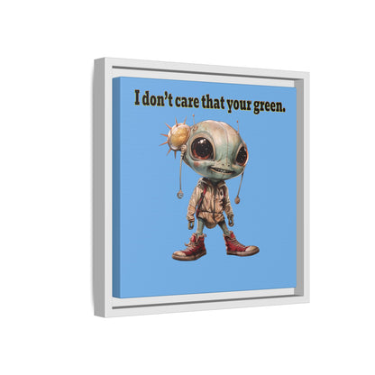 I don't care that your green - framed canvas art (light blue)