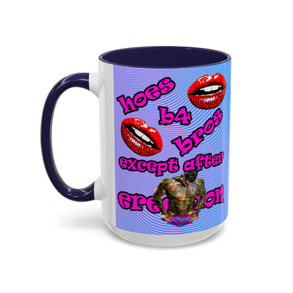 hoes b4 bros - Accent Mug (light blue-purple wave)