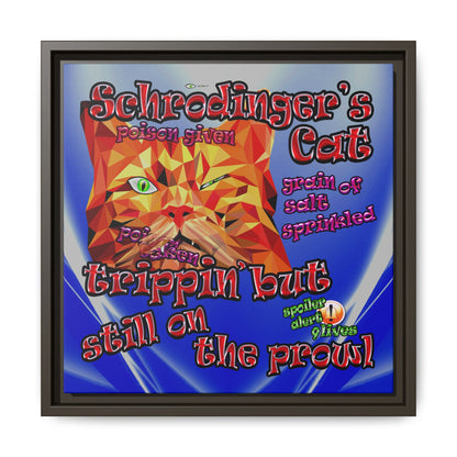 schrodinger's cat - framed canvas art (blue-white wave)