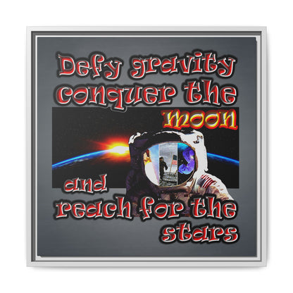 defy conquer reach - framed canvas art (grey-light grey)