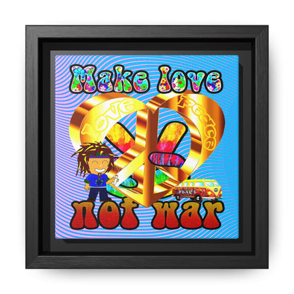 love peace - framed canvas art (light blue-purple wave)