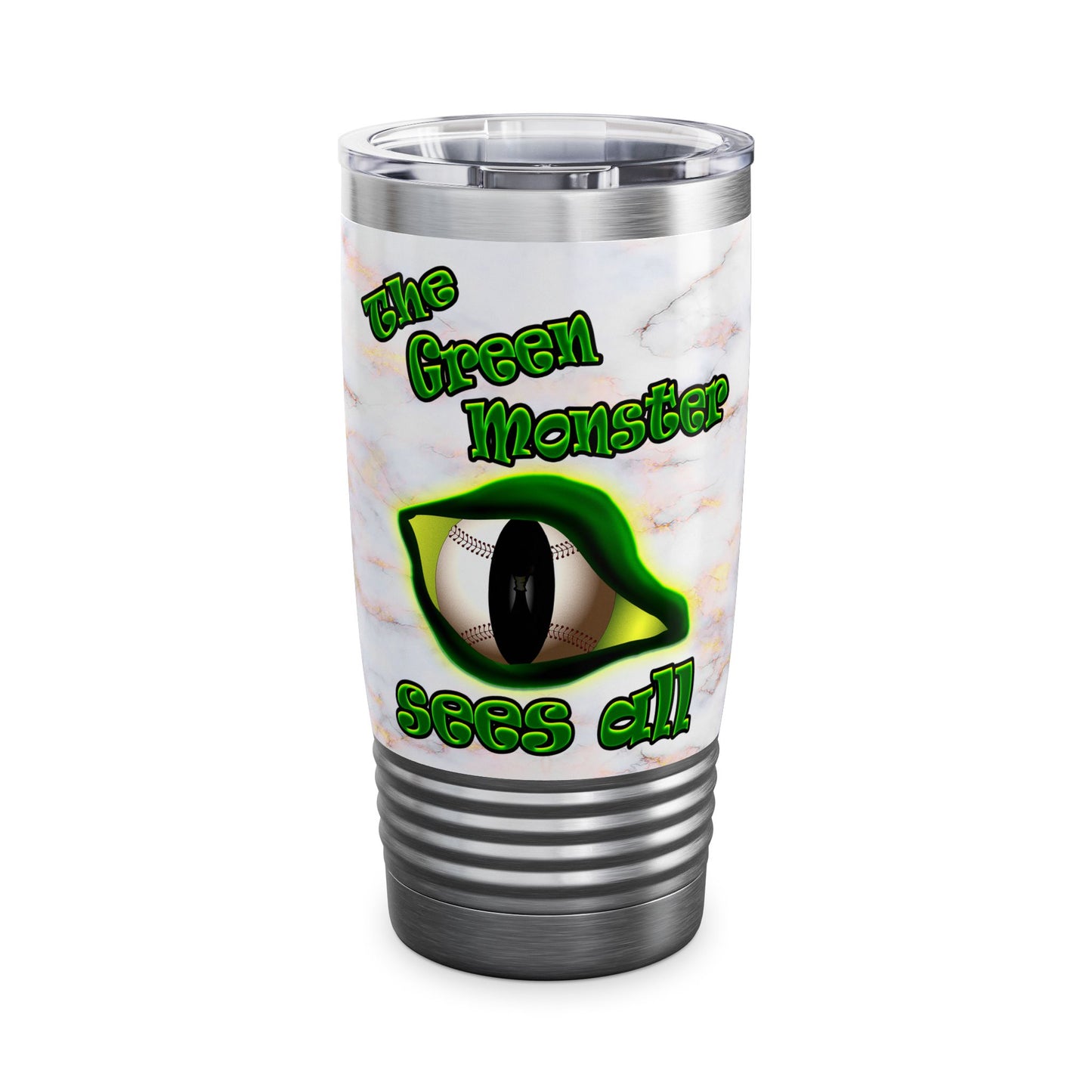 green monster - Ringneck Tumbler, 20oz (white marble)