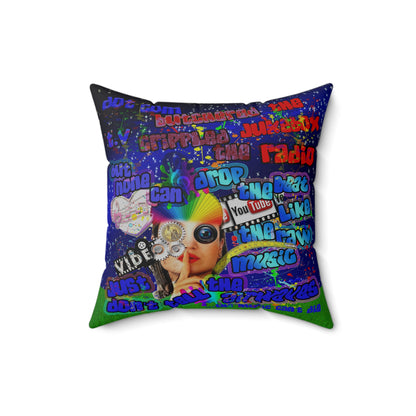 drop the beat - Spun Polyester Square Pillow - ('snoops' background)