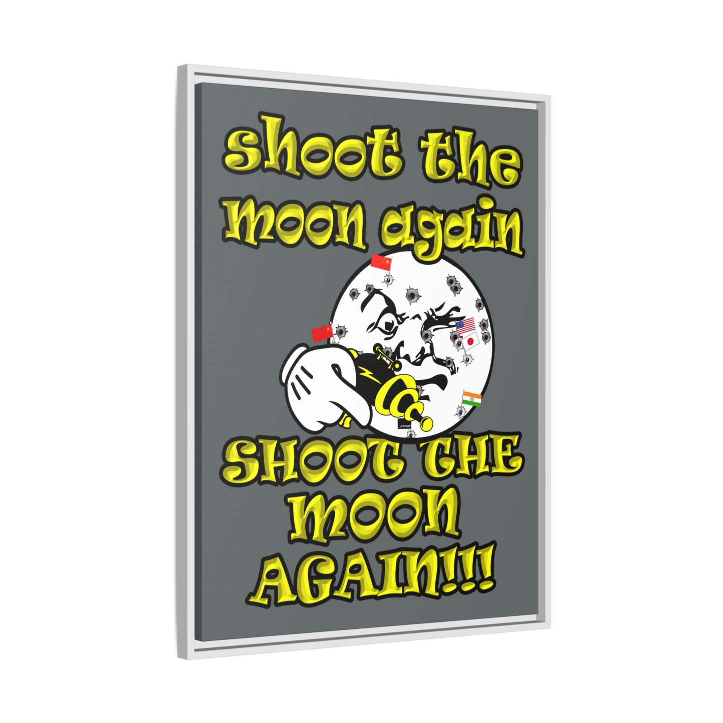 shoot the moon again - framed canvas art (dark grey)