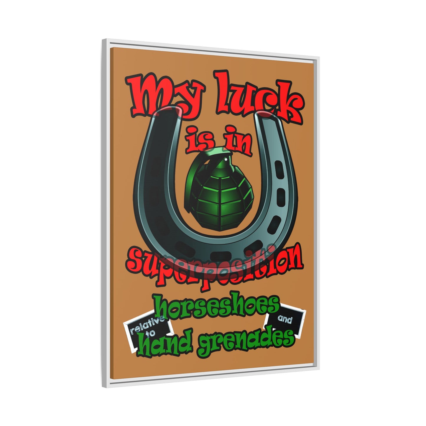 my luck - framed canvas art (light brown)