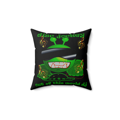disc jockey - Spun Polyester Square Pillow - (black)