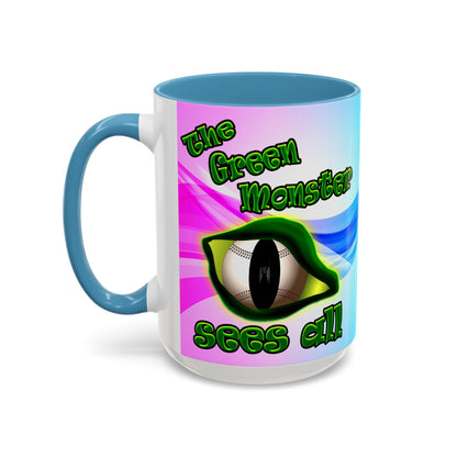 green monster - Accent Mug (light blue-pink wave)