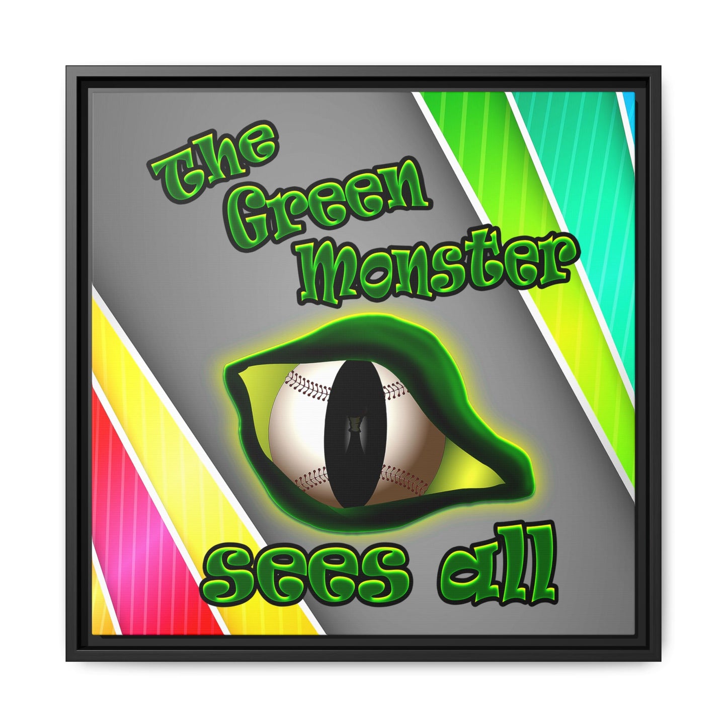 green monster - framed canvas art (rainbow split)