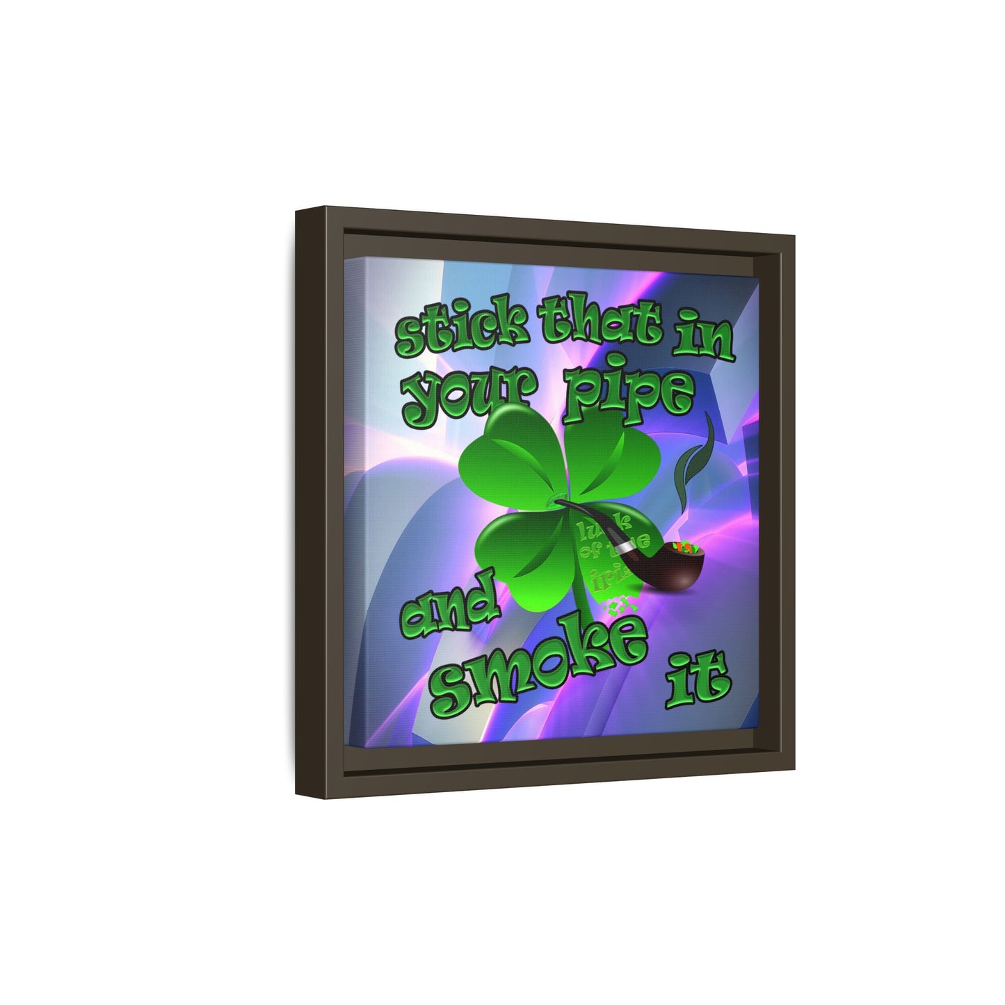 stick that in your pipe and smoke it - framed canvas art (grey-pink wave)