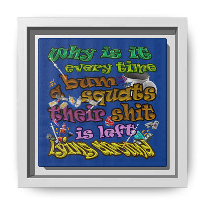 the bum's shit - framed canvas art (dark blue)