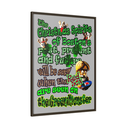 christmas spirits of boston - framed canvas art (light grey)