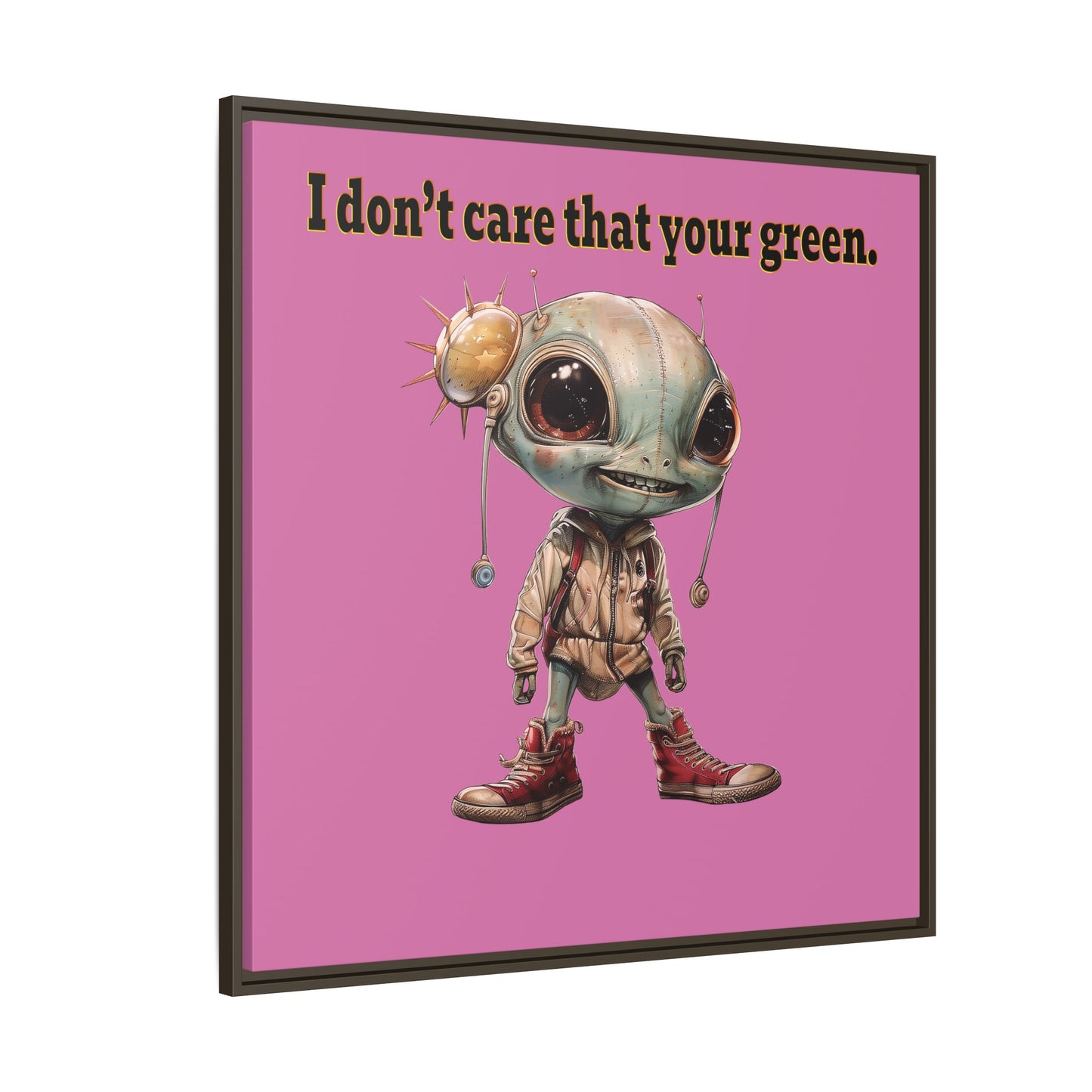 I don't care that your green - framed canvas art (light pink)