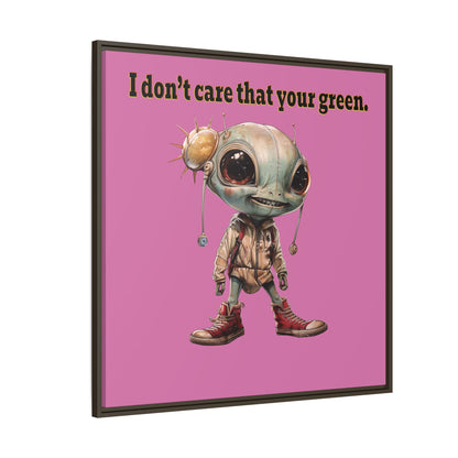 I don't care that your green - framed canvas art (light pink)
