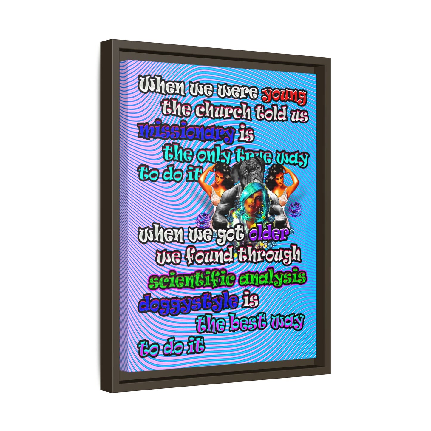 doggystyle - framed canvas art (light blue-purple wave)