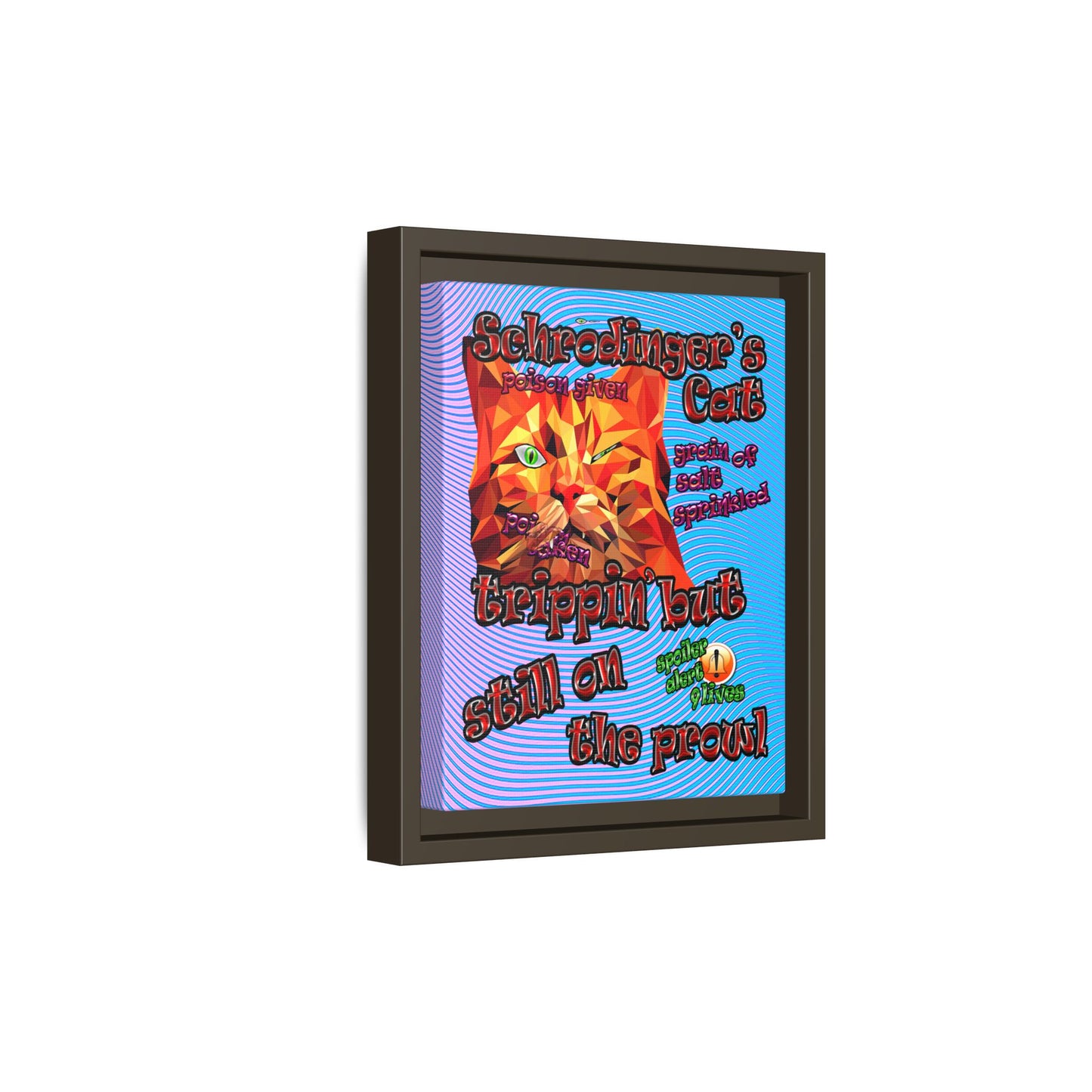 schrodinger's cat - framed canvas art (light blue-purple wave)