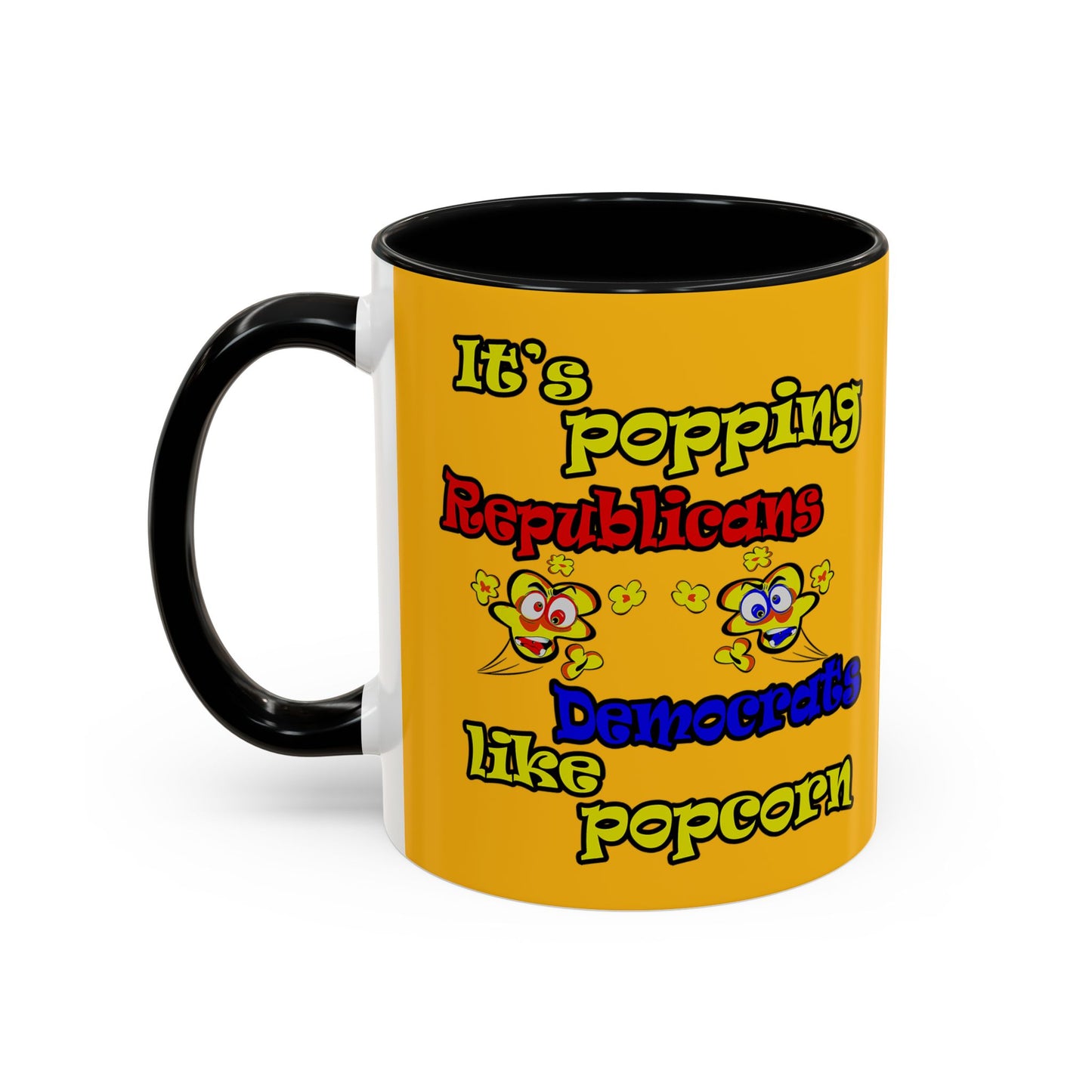 popping like popcorn - Accent Mug (yellow)