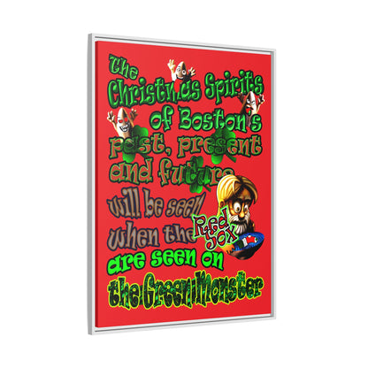 christmas spirits of boston - framed canvas art (red)