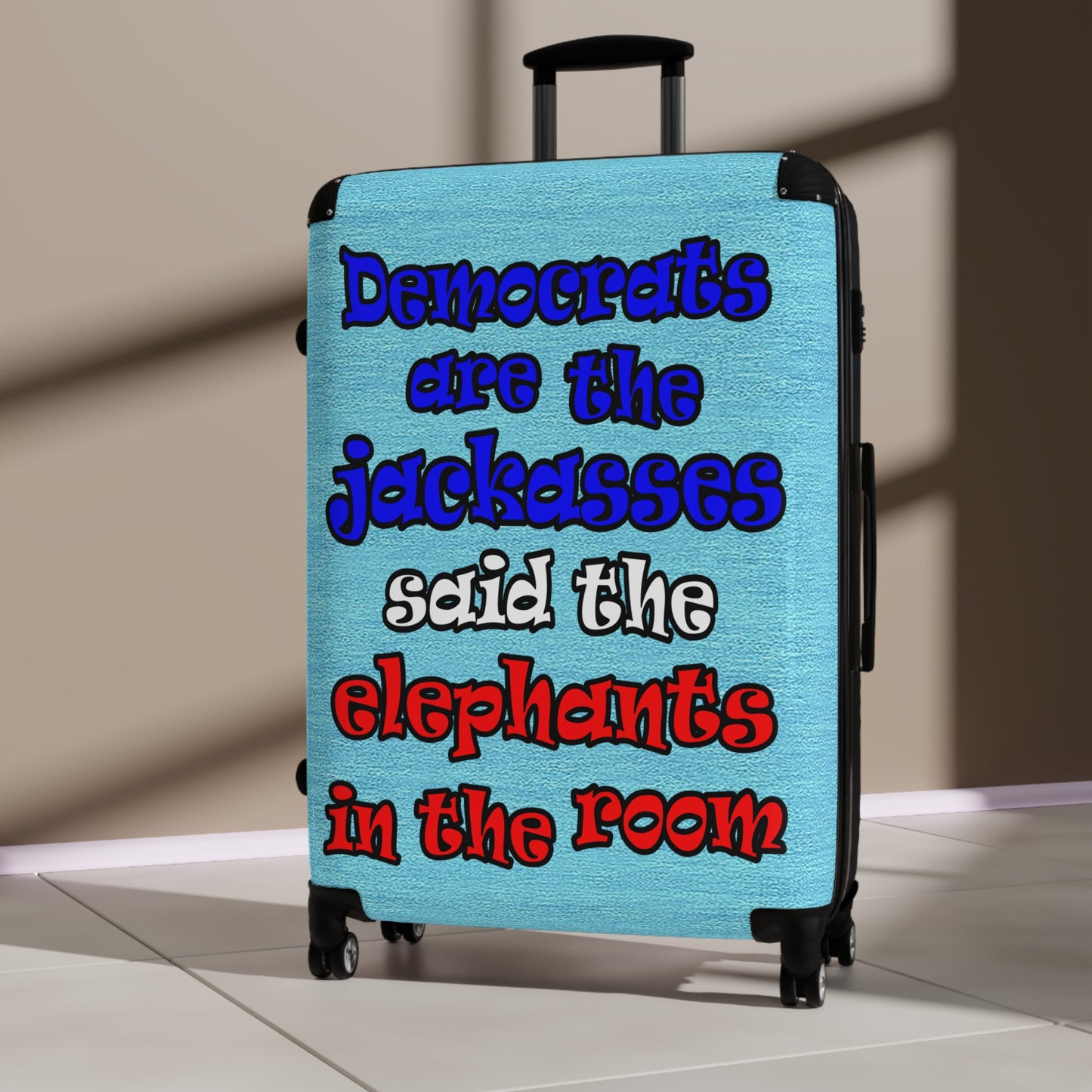 donkeys and elephants - Suitcase (faded blue)