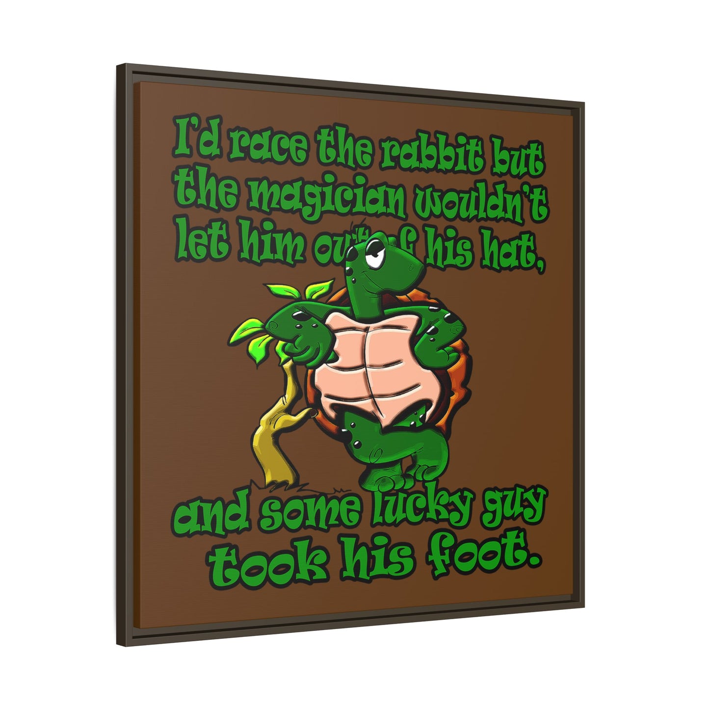 turtle race - framed canvas art (brown)