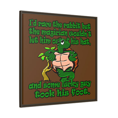 turtle race - framed canvas art (brown)