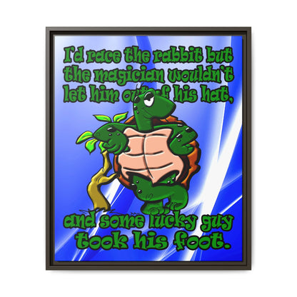 turtle race - framed canvas art (blue-white wave)
