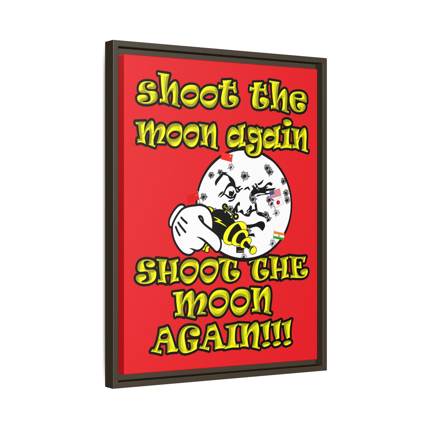 shoot the moon again - framed canvas art (red)