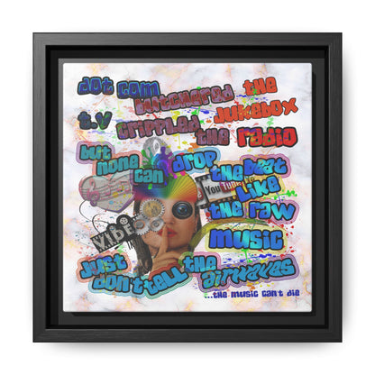 drop the beat - framed canvas art (white marble)
